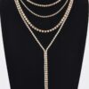 Layered Rhinestone Long Necklace – Sparkling Strands