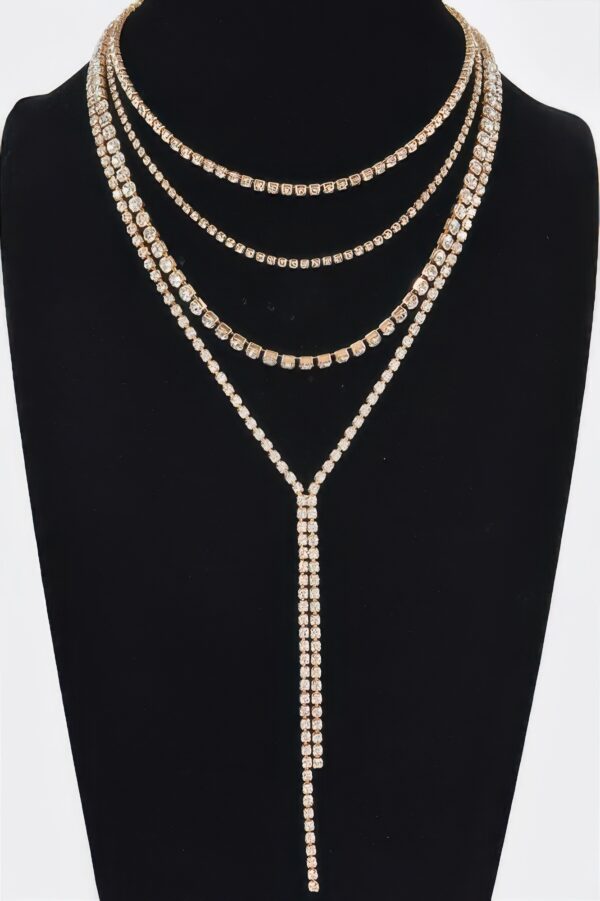 Layered Rhinestone Long Necklace – Sparkling Strands