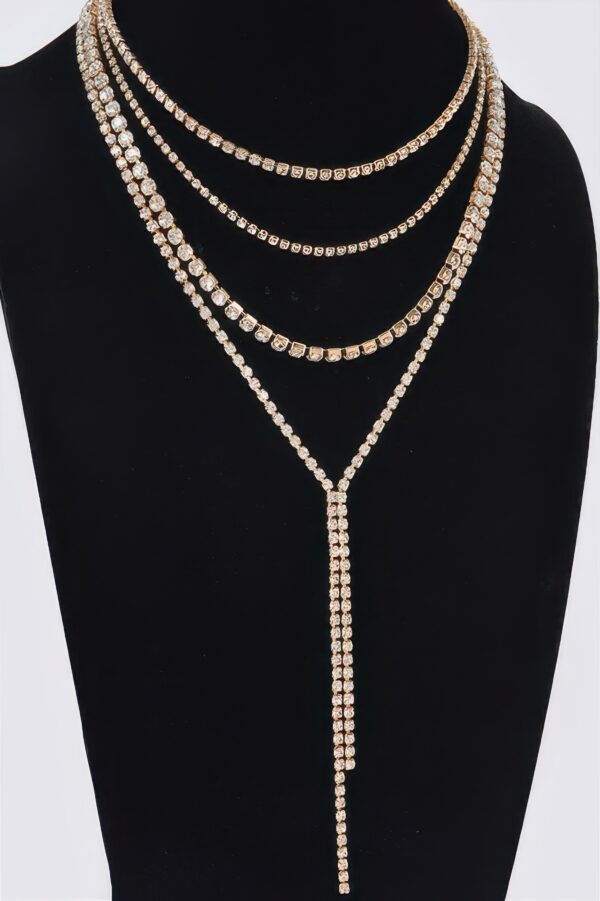 Layered Rhinestone Long Necklace – Sparkling Strands