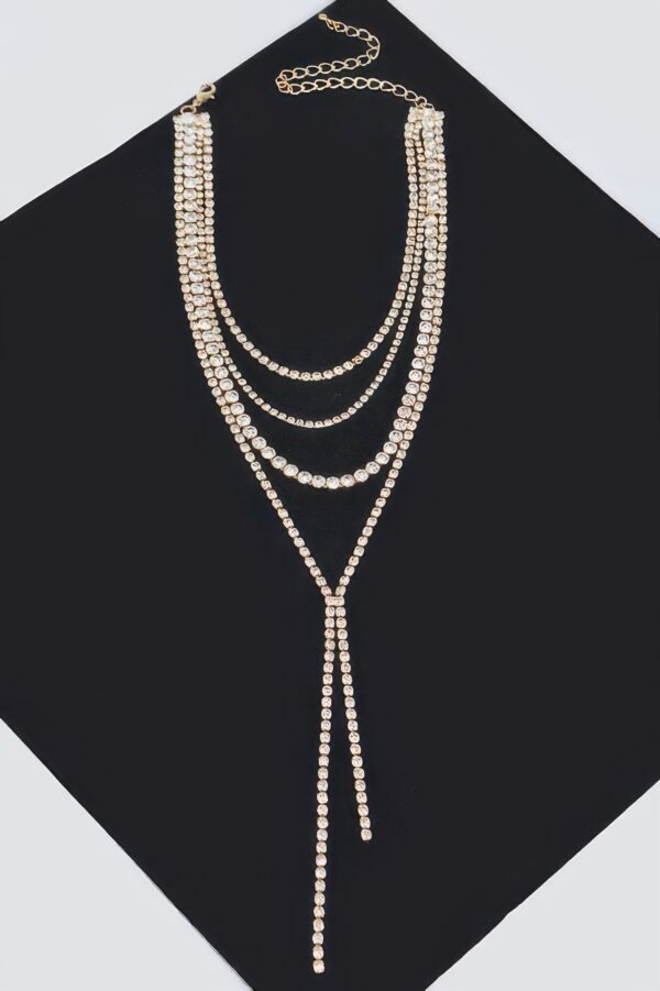 Layered Rhinestone Long Necklace – Sparkling Strands