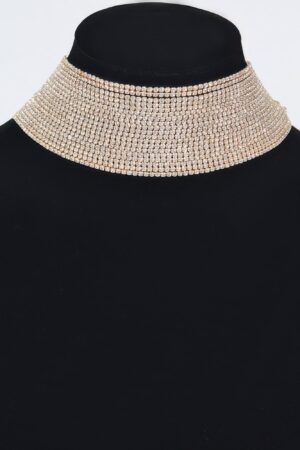 Thick Rhinestone Choker Necklace – Wide Sparkle Band