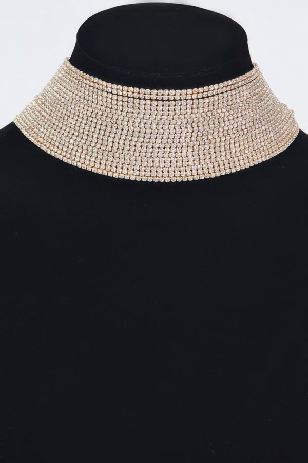 Thick Rhinestone Choker Necklace – Wide Sparkle Band