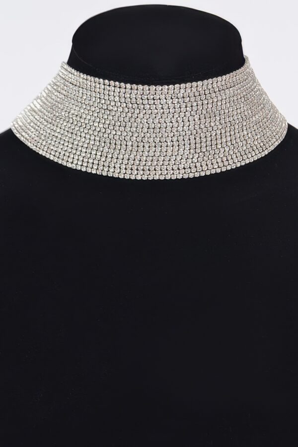 Thick Rhinestone Choker Necklace – Wide Sparkle Band