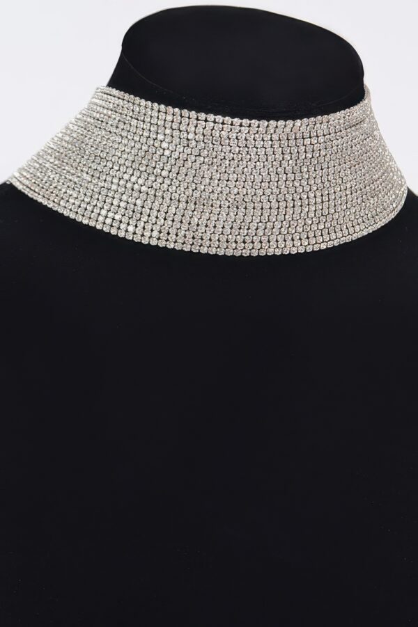 Thick Rhinestone Choker Necklace – Wide Sparkle Band