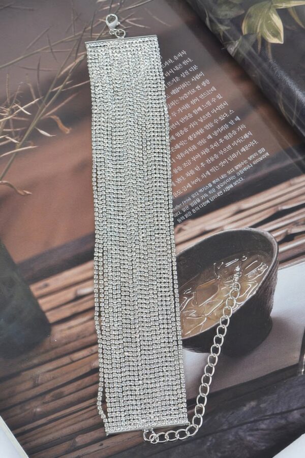 Thick Rhinestone Choker Necklace – Wide Sparkle Band