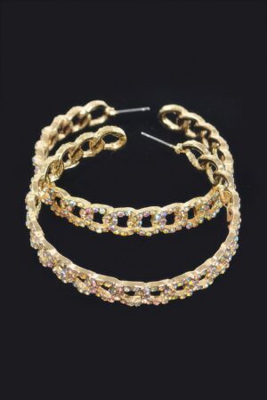 Rhinestone Hoop Earrings – Crystal-Embellished