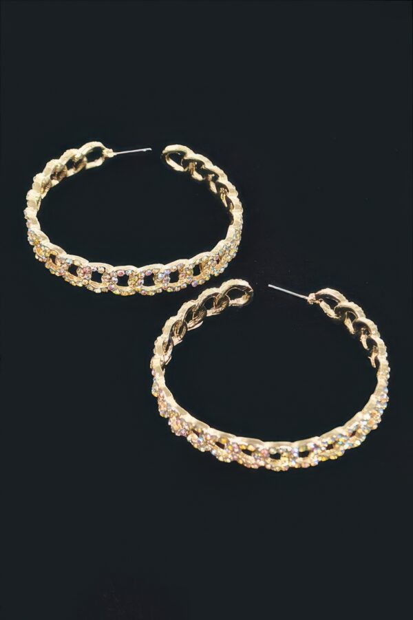 Rhinestone Hoop Earrings – Crystal-Embellished