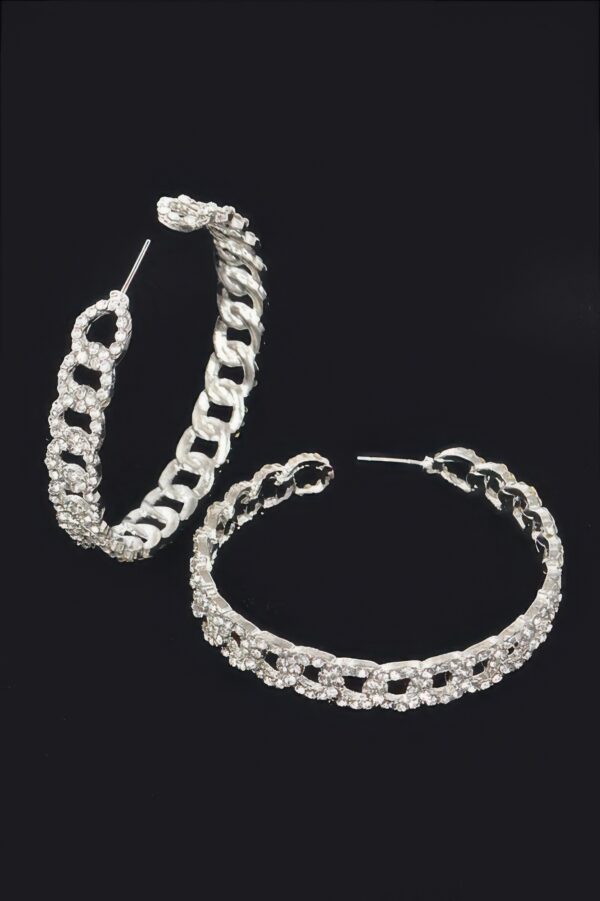 Rhinestone Hoop Earrings – Crystal-Embellished