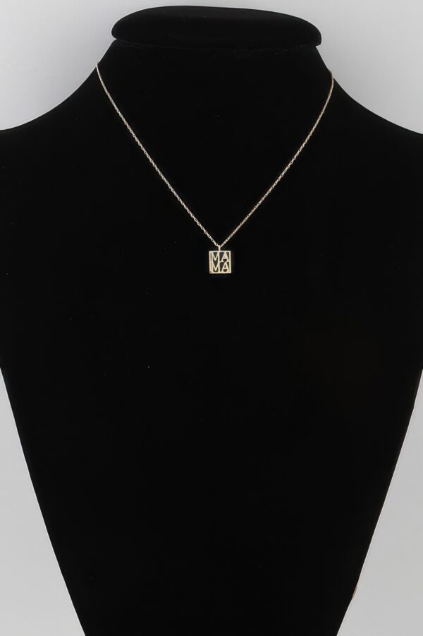 Mama Script Box Necklace – Slim Box Chain