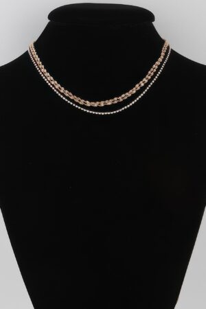 Twisted Chain Necklace with Rhinestone Accent
