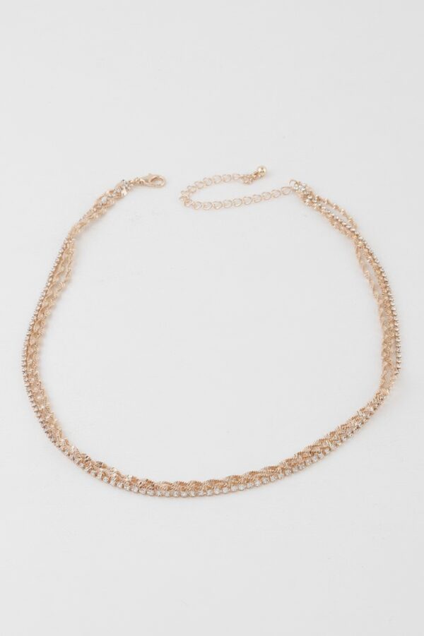 Twisted Chain Necklace with Rhinestone Accent