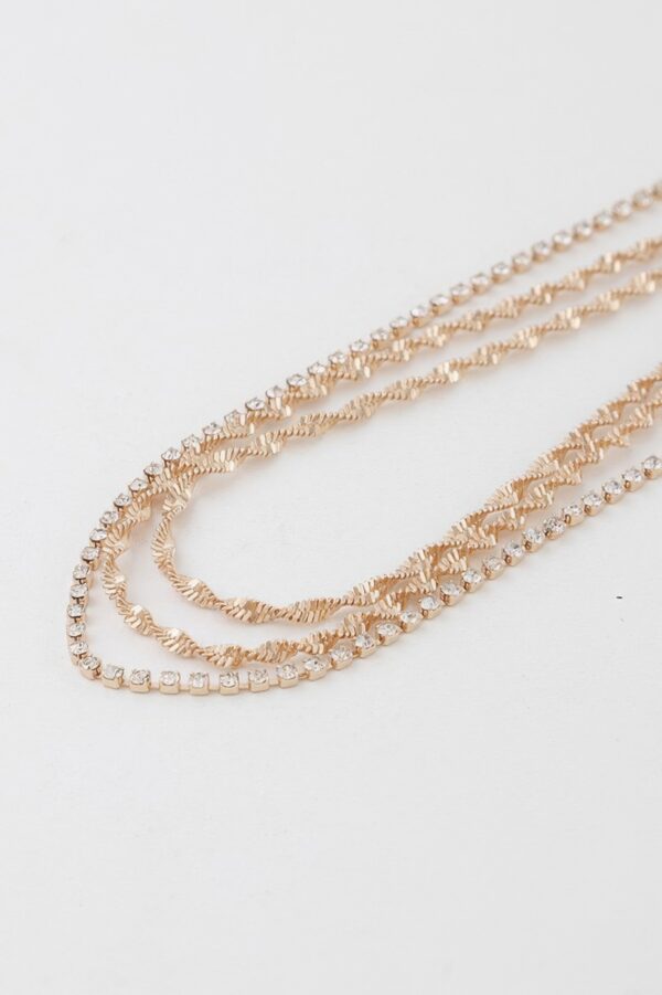 Twisted Chain Necklace with Rhinestone Accent