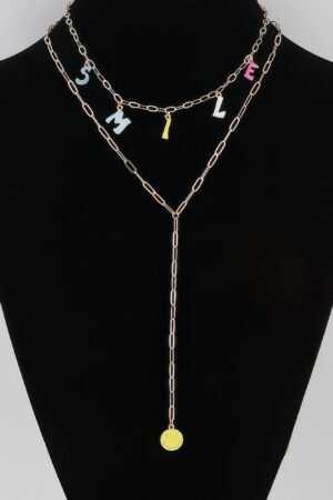 Smile Chain Drop Necklace – Delicate Drop Pendant