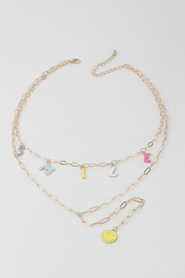 Smile Chain Drop Necklace – Delicate Drop Pendant