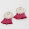 Textured Woven Disk Tassel Drop Earrings