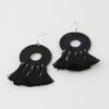 Textured Woven Disk Tassel Drop Earrings