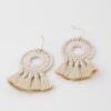 Textured Woven Disk Tassel Drop Earrings