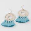 Textured Woven Disk Tassel Drop Earrings