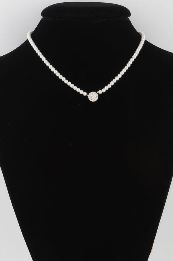Pearl & Rhinestone Beaded Necklace – 16-inch