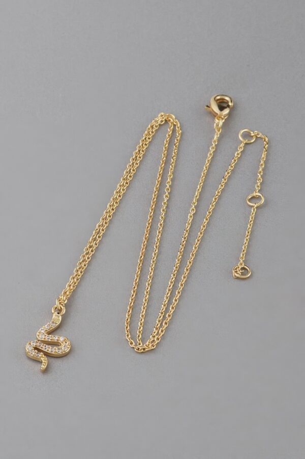 Snake Pendant Rhinestone Necklace – 16 inch Chain