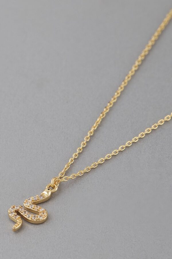 Snake Pendant Rhinestone Necklace – 16 inch Chain