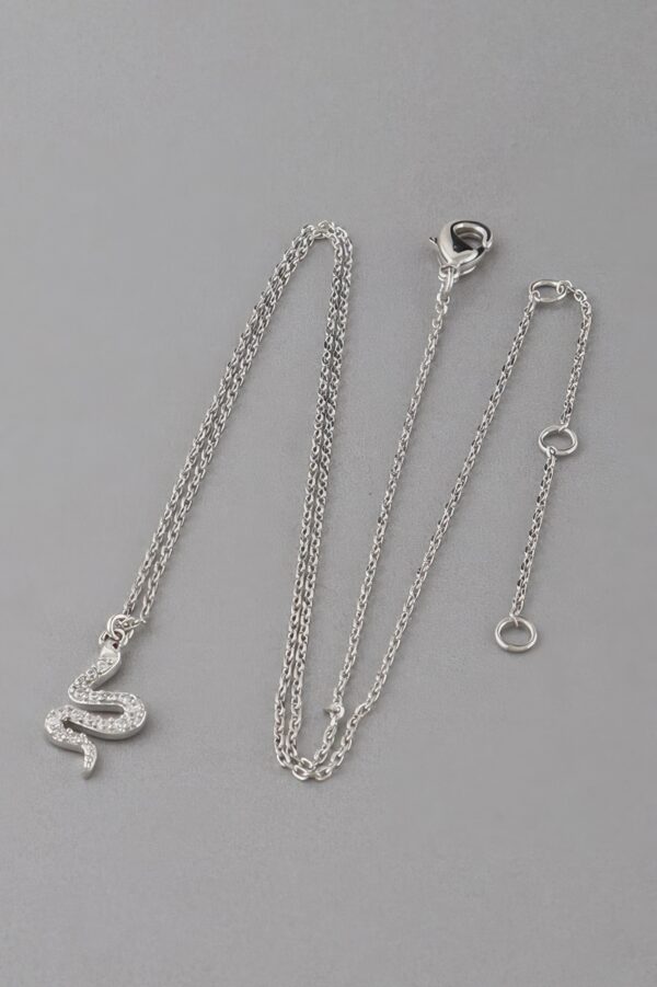 Snake Pendant Rhinestone Necklace – 16 inch Chain