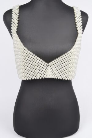 Faux Pearl Embellished Bralette – Structured Silhouette