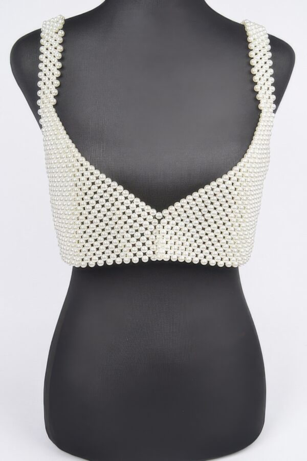 Faux Pearl Embellished Bralette – Structured Silhouette
