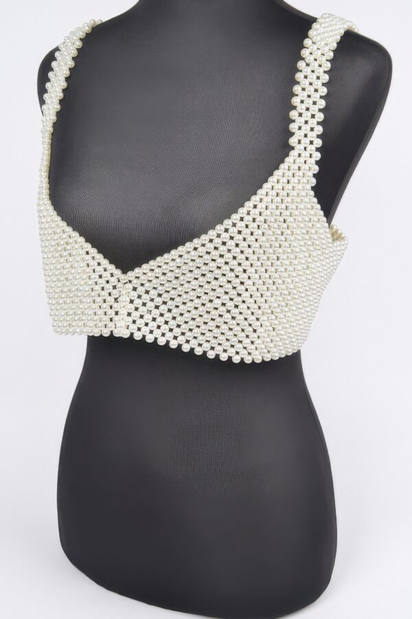 Faux Pearl Embellished Bralette – Structured Silhouette