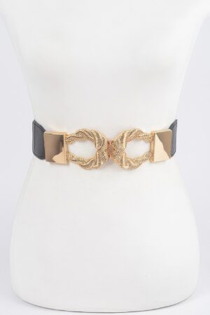 Twist-Link Cuff Elastic Belt with Metal Accent
