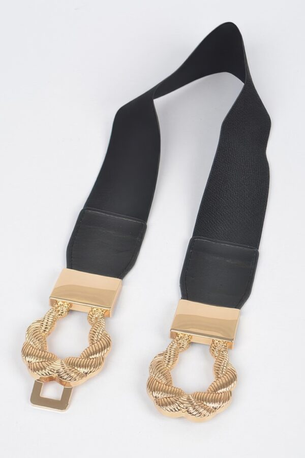 Twist-Link Cuff Elastic Belt with Metal Accent