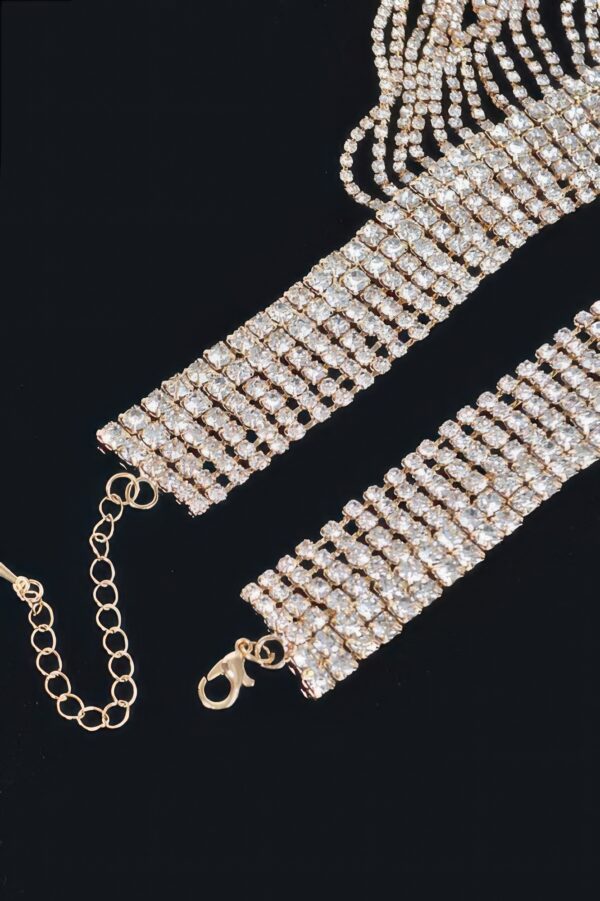 Rhinestone Fringe Necklace – Cascading Sparkle