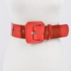 Wide PU Belt with Reflective Mirror Accent
