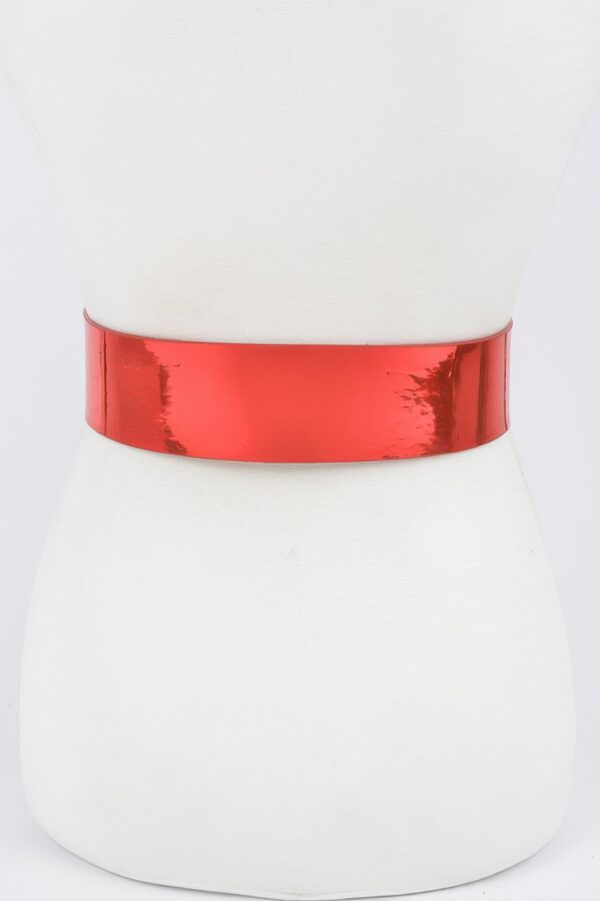 Wide PU Belt with Reflective Mirror Accent