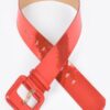 Wide PU Belt with Reflective Mirror Accent