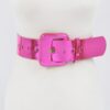 Wide PU Belt with Reflective Mirror Accent