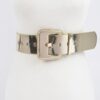 Wide PU Belt with Reflective Mirror Accent