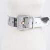 Wide PU Belt with Reflective Mirror Accent