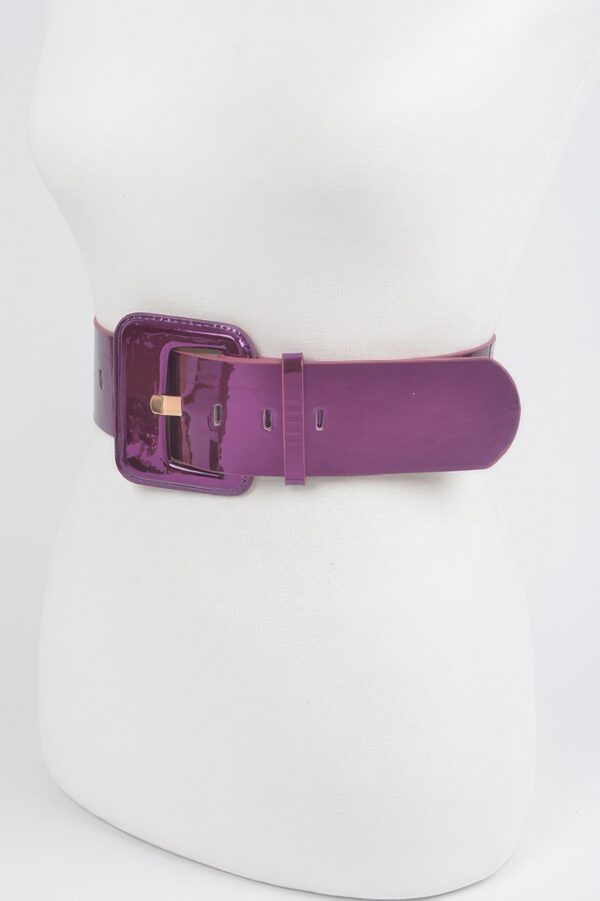 Wide PU Belt with Reflective Mirror Accent