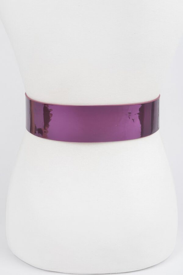Wide PU Belt with Reflective Mirror Accent