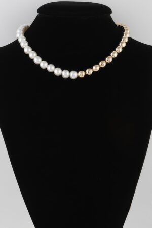Two-Toned Beaded Necklace – 14 Inch Short Chain