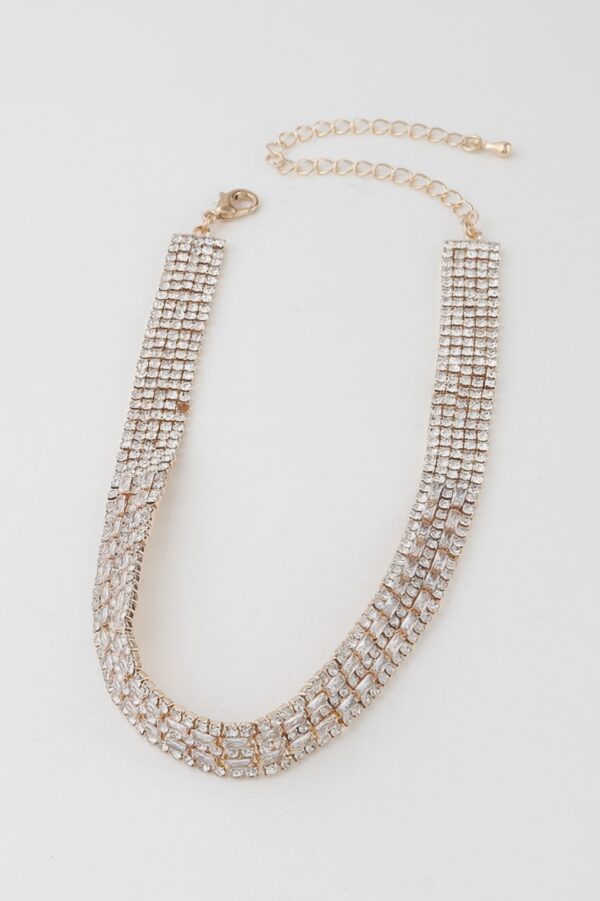 Multi-Row Rhinestone Crystal Choker – 12 inch