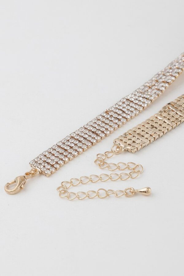 Multi-Row Rhinestone Crystal Choker – 12 inch