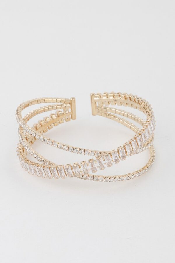 Triple-Strand Crystal Laced Cuff Bracelet