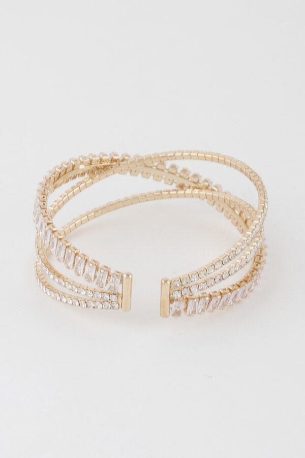 Triple-Strand Crystal Laced Cuff Bracelet