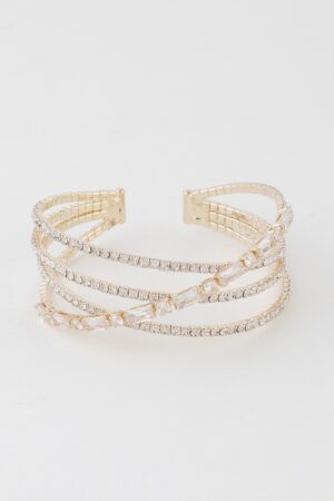 Laced Multi-Crystal Cuff Bracelet – Radiant Sparkle