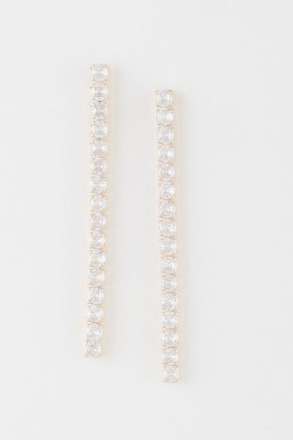 Rhinestone Bar Drop Earrings – Slender Vertical Bar