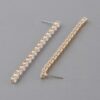 Rhinestone Bar Drop Earrings – Slender Vertical Bar