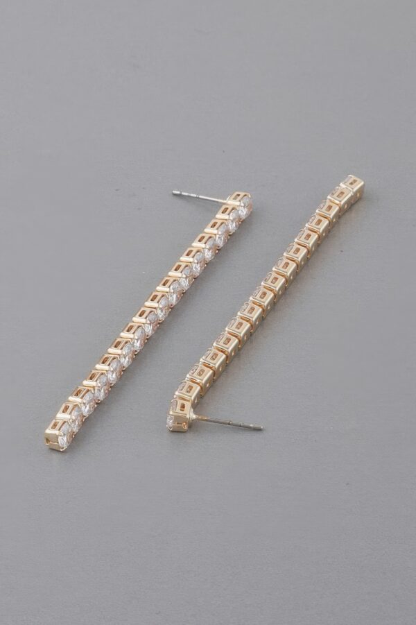 Rhinestone Bar Drop Earrings – Slender Vertical Bar