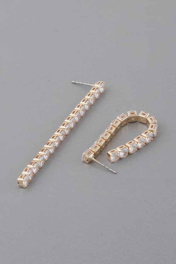 Rhinestone Bar Drop Earrings – Slender Vertical Bar